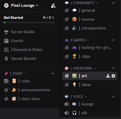 After: the whole channel list, 12 channels in 5 sections